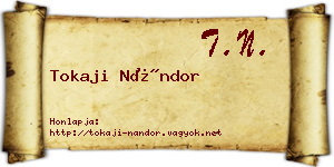 Tokaji Nándor névjegykártya